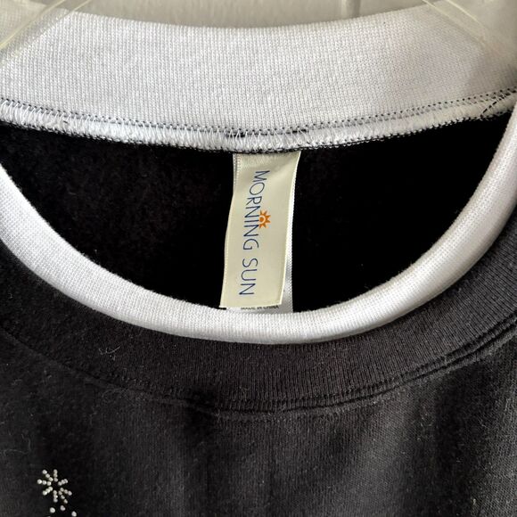 Woman's XL Black Layer Look Crewneck Holiday Applique Snowman Sweatshirt #F - Picture 5 of 6